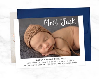 Maak kennis met het geboortekaartje voor babyjongen of babymeisje