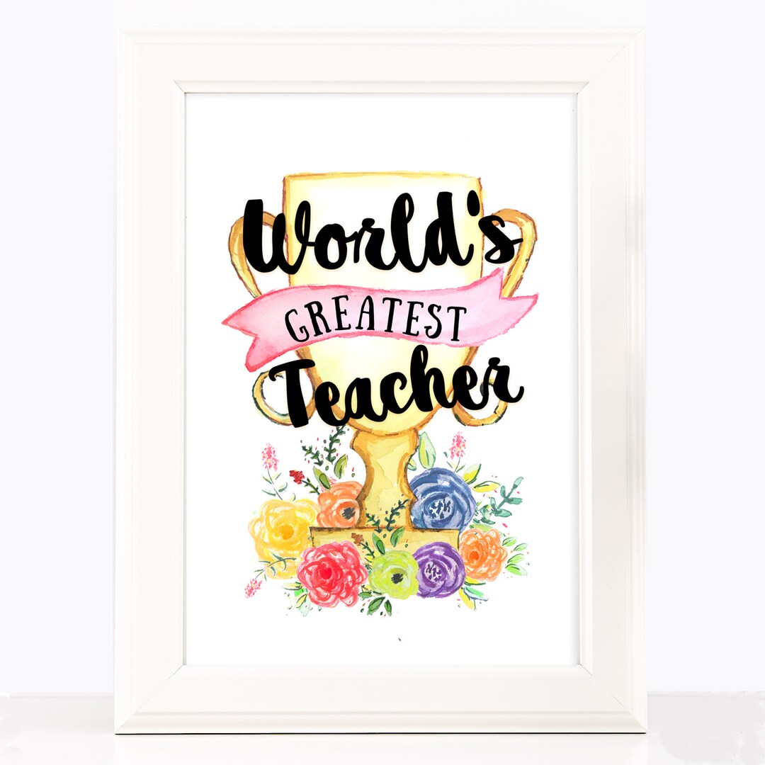World's Greatest Teacher Art Print - Watercolor Painting - Etsy