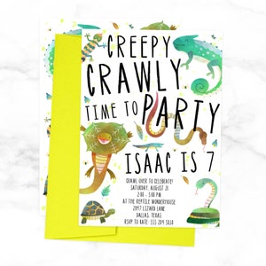 Reptile Birthday Party Invitation | Lizards Snakes and Turtles Party Invite