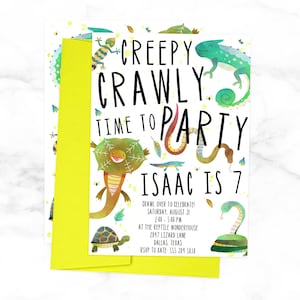 Reptile Birthday Party Invitation | Lizards Snakes and Turtles Party Invite