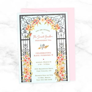 Secret Garden Invitation - Birthday Party or Tea Party