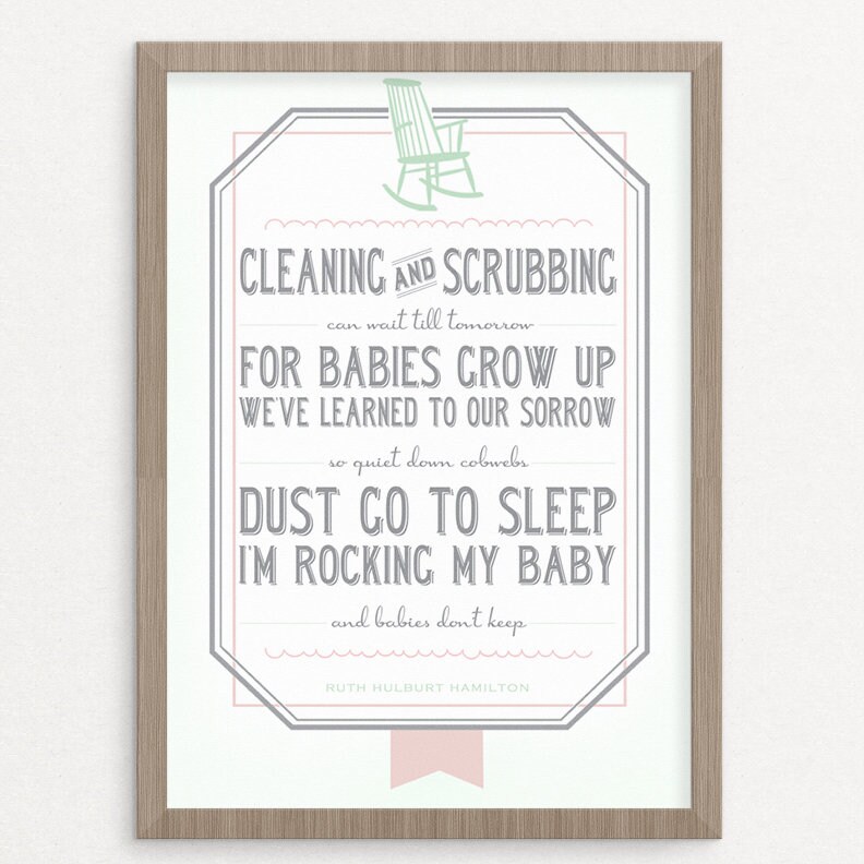 Baby Poem Nursery Wall Art - Rocking Chair Art for Mother - Nursery ...