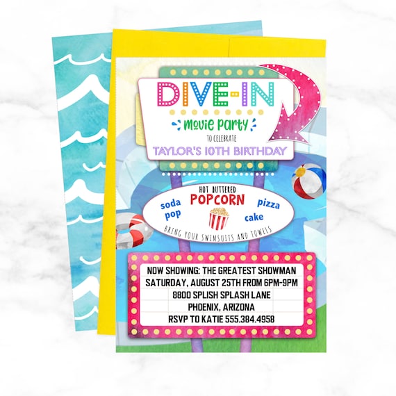 Dive in Movie Party Invitation Movie Pool Party Birthday - Etsy