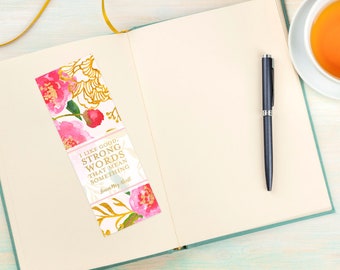 Pink and Gold Floral Bookmark | Printable Bookmark featuring Louisa May Alcott Quote