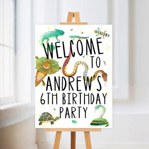 Reptile Birthday Party Welcome Sign - Snakes, Lizards, Turtles, Gecko, Chameleon