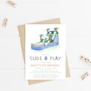 Inflatable Water Slide Birthday Party Invitation