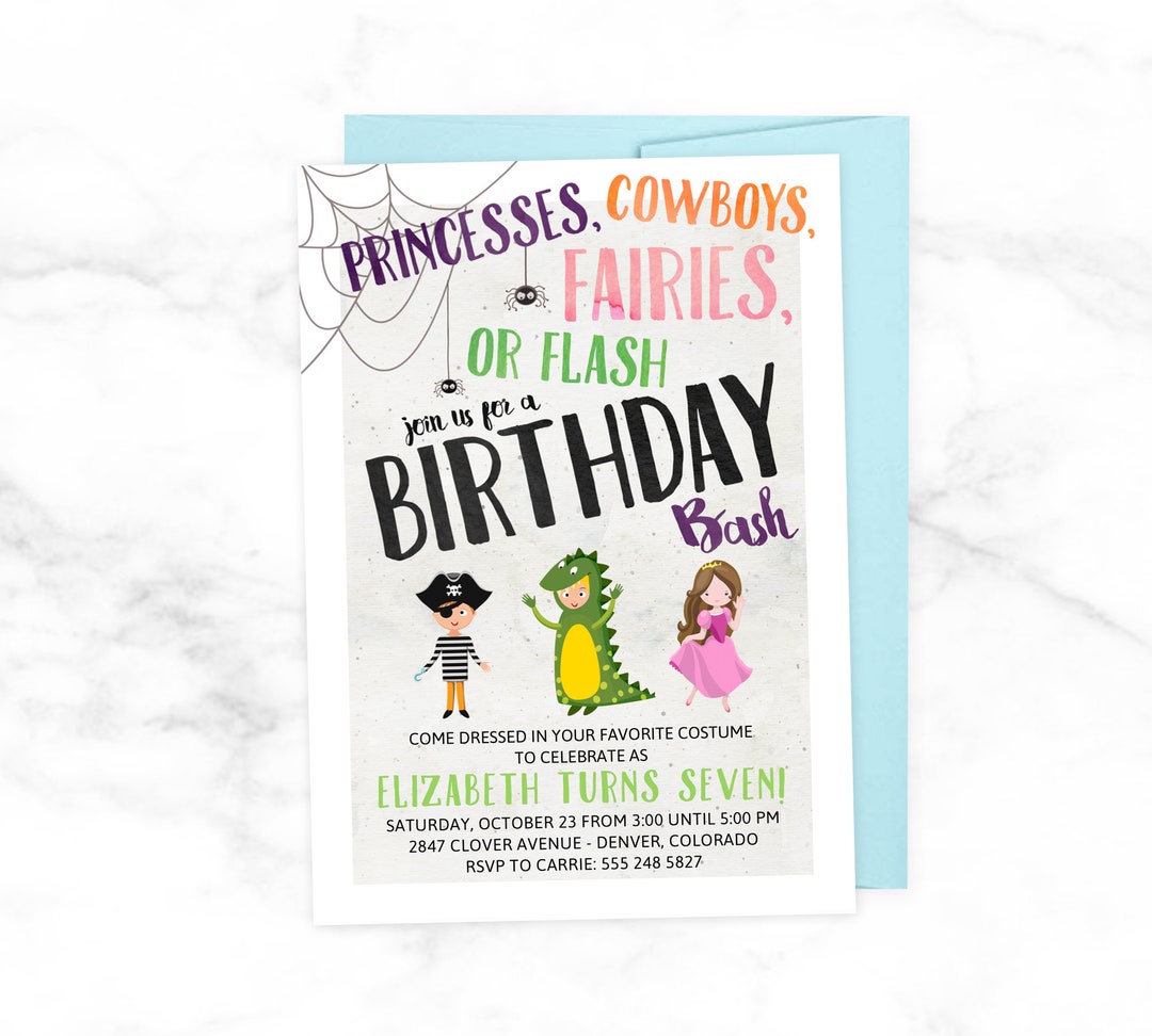 Costume Party Birthday Invitation Dress up Party Theme Etsy