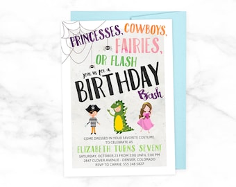 Costume Party Birthday Invitation - Dress Up Party Theme