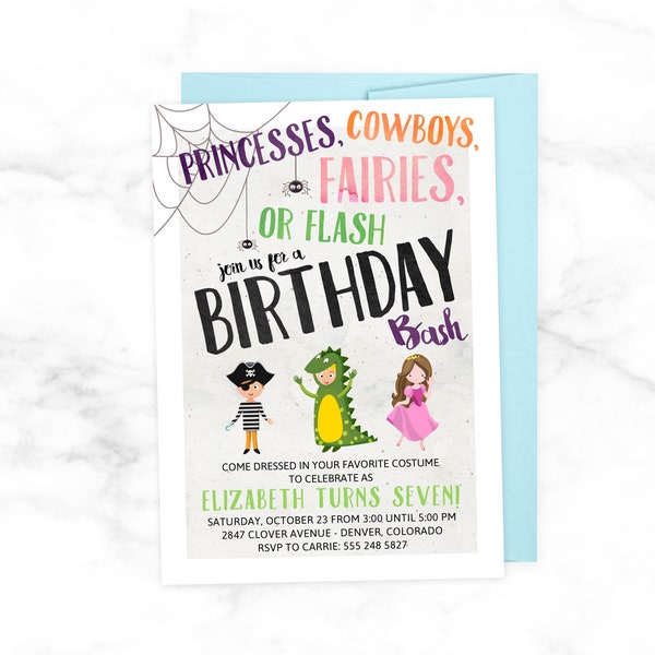 Costume Party Birthday Invitation - Dress Up Party Theme