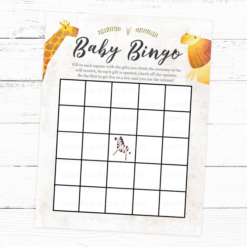 Jungle Safari Baby Shower Game Baby Bingo Etsy