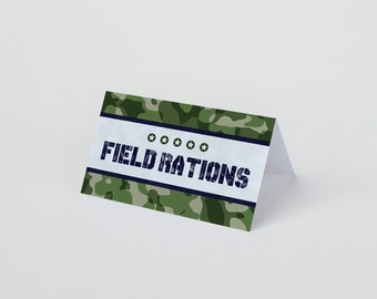 Military Party Food Labels - Editable Army Camo Place Cards