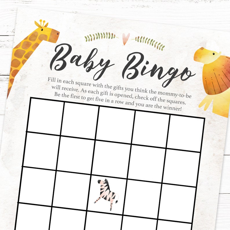 Jungle Safari Baby Shower Game Baby Bingo Etsy