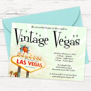 Vintage Vegas Party Invitation - Las Vegas Casino Party Invitation