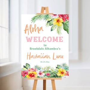 Hawaiian Luau Welcome Sign - Luau Party Decorations