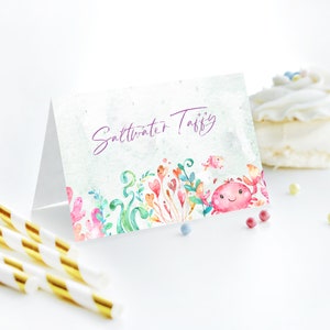 Mermaid and Ocean Friends Birthday Party Menu Tent Cards - Mermaid Party Decor