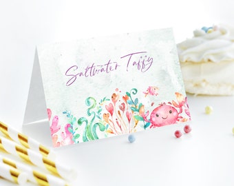 Mermaid and Ocean Friends Birthday Party Menu Tent Cards - Mermaid Party Decor