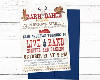Barn Dance Party Invitation | Country Western Hoedown Party