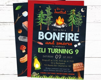 Bonfire and Smores Birthday Party Invitation