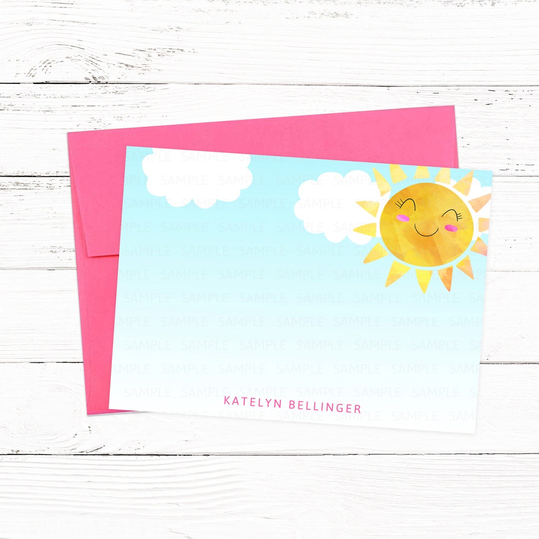 Summer Sun Thank You Note Cards Fun in the Sun Stationery - Etsy
