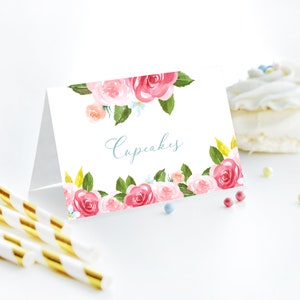 Tee-Party-Blumen-Menükarten - Aquarellblumen-Tischkarten