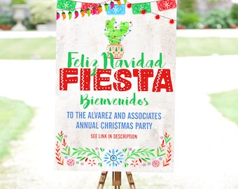 Christmas Cactus Feliz Navidad Party Welcome Sign