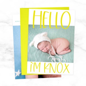 Hello! Birth Announcement - Colorful Baby Announcement for Boy or Girl