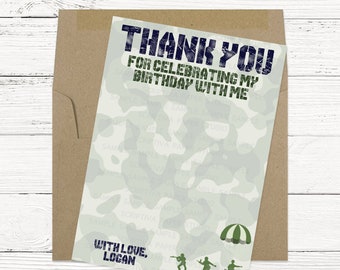 Camo Army Military Birthday Party Stationery Thank You Note Cards