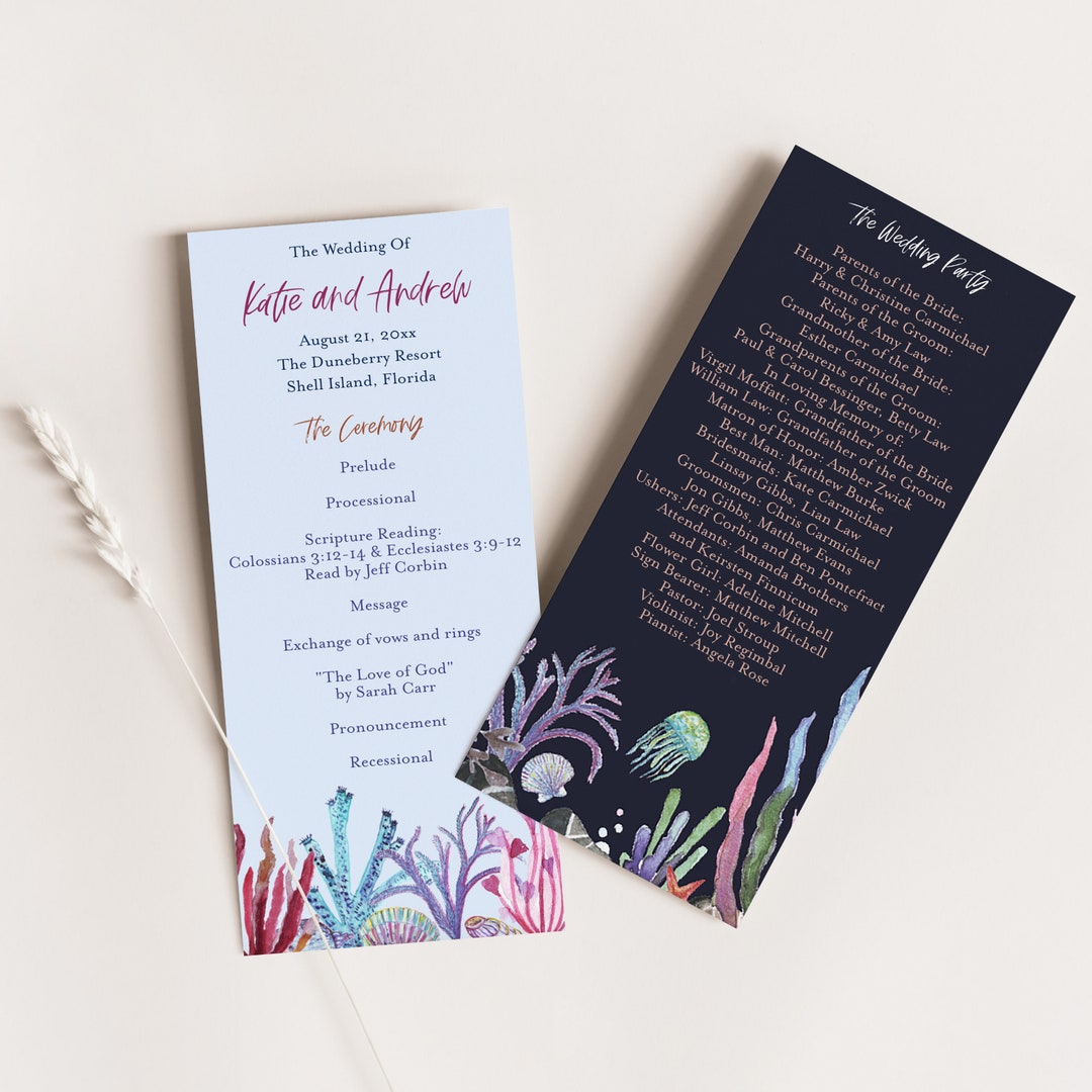 Beach Theme Wedding Program - Under the Sea Program - Etsy