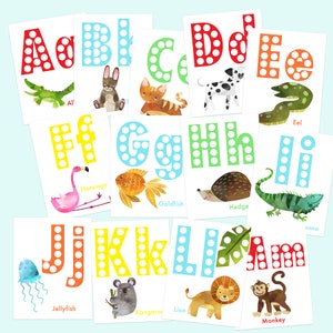 Práctica del alfabeto para preescolar y jardín de infantes / Reconocimiento de letras con puntos