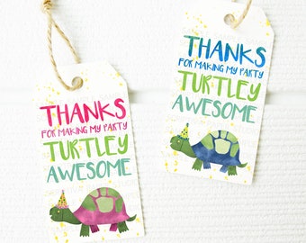 Turtle Party Favor Tags for a Turtle or Tortoise Birthday Party