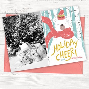 Cute Winter Bear Holiday Cheer Christmas Cards