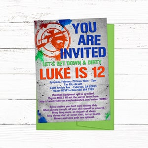 Paintball Birthday Party Invitation - Air Soft Party Invitations