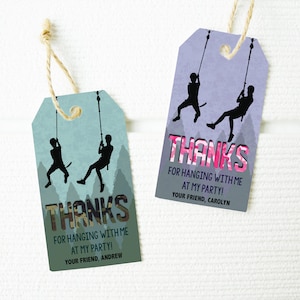 Zip Line Birthday Party Favor Tags - Rope Course Party Decor