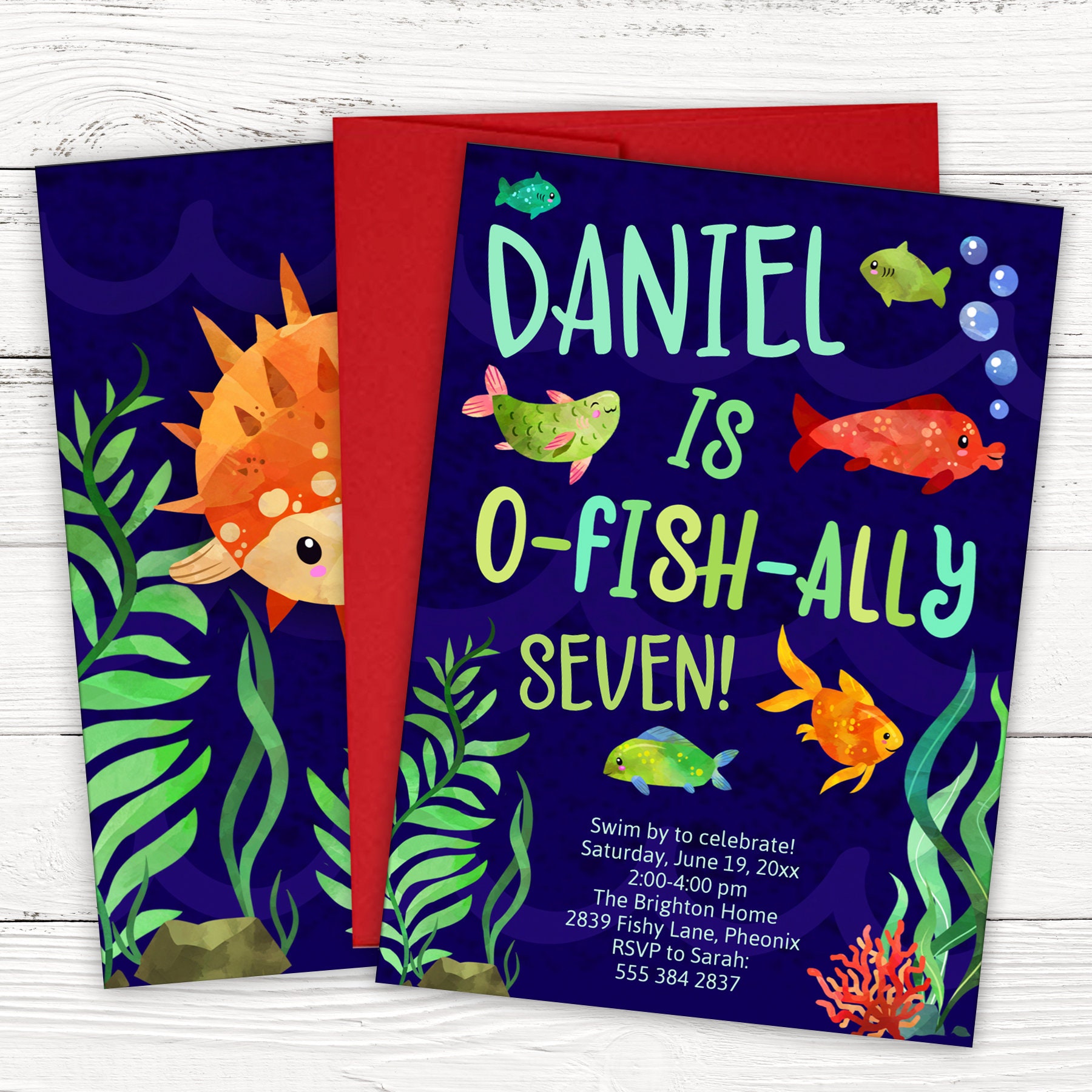 Colorful Fish Birthday Party Invitation - Etsy