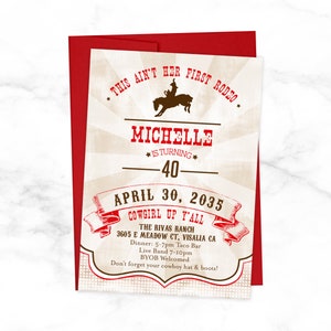 Rodeo Birthday Invitation - Cowgirl Party Invitation - Ain&#39;t Her First Rodeo