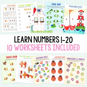 10 Printable Activity Worksheets for Learning Numbers 1-20