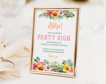 Panneau de fête à thème tropical Luau - Panneaux de fête fleur d'hibiscus hawaïen