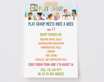 Colorful Play Group Flyer - Editable Text