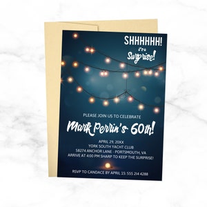 Evening Lights Party Invitation - String Lights Rehearsal Dinner or Birthday Party Invitation