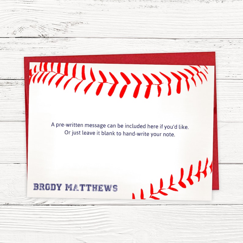 Baseball Stationery Thank You Note Cards