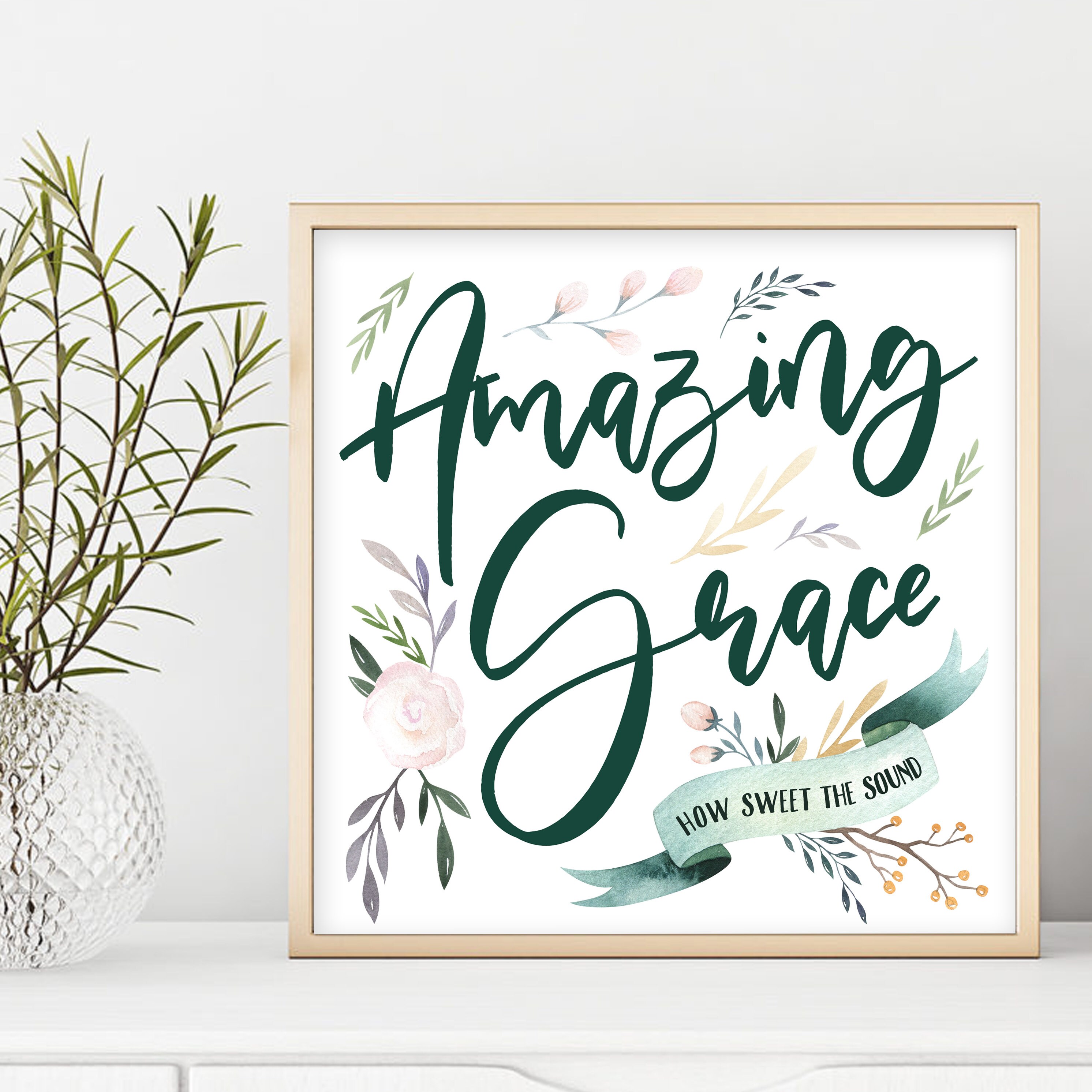 Amazing Grace Wall Art Christian Home Decor Etsy 日本