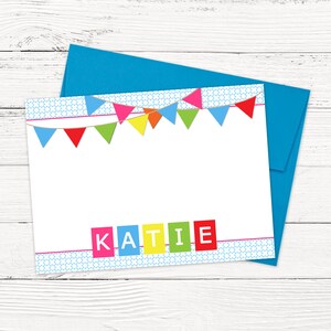 Summer Stationery for Girls | Pennants and Polka Dot Thank You Note Cards