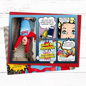 Superhero Birthday Party Invitation | Comic Book Super Hero Invitations