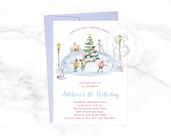 Christmas Ice Skating Birthday Party Invitation