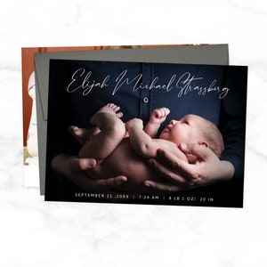 Beau prénom de naissance - Carte photo d’annonce de bébé garçon