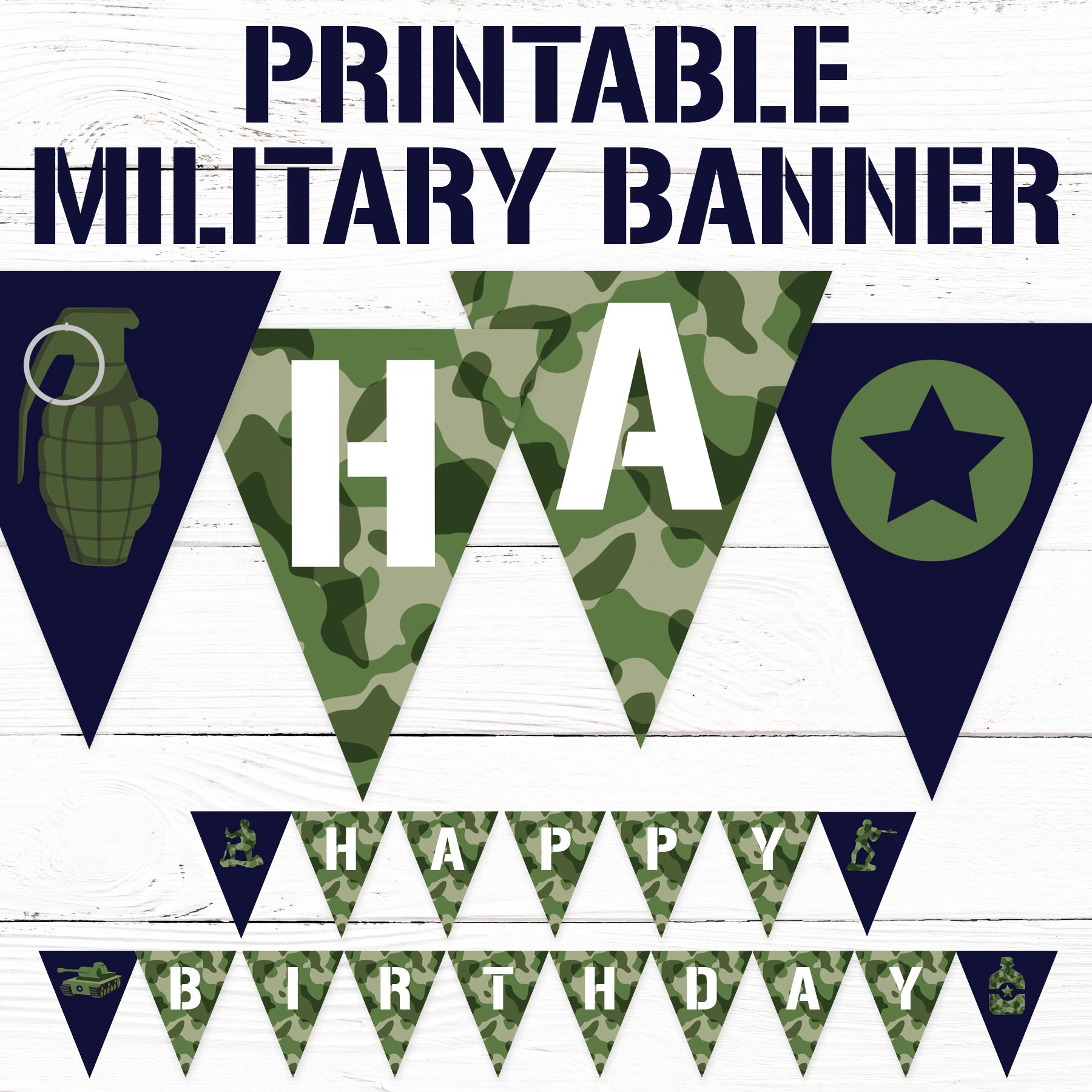 army-military-birthday-party-banner-printable-pennant-banner-etsy-uk