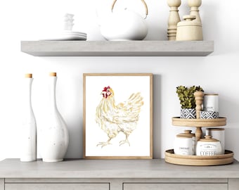 Hand Painted Chicken Wall Decor - Hen Wall Art Print