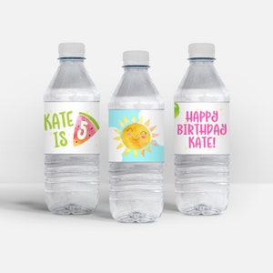 Summer Sun Water Bottle Labels - Summer Theme Birthday Party Decor