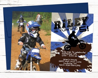 Dirt Bike Birthday Invitation - ATV - Motorcycle - Four Wheeler - Quad