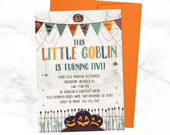 Invitation à la fête d’anniversaire d’Halloween du Petit Gobelin - Invitation d’anniversaire d’automne